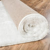 Well Woven Feather Liza Modern Solid Soft Plush White Runner Rug 2'7"x7'3"