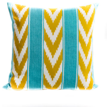 Indoor/Outdoor Designer Pillow Cover, Ikat Design, 24"x24"
