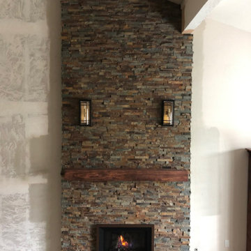 Stacked Stone Fireplace