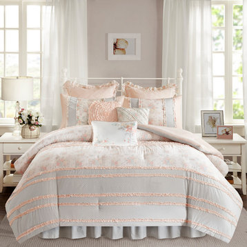Madison Park Serendipity Cotton Percale Comforter Set, Blush
