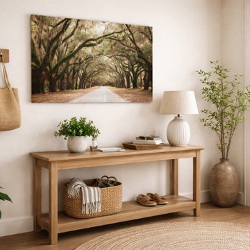 Live Oak Trees and Spanish Moss Roadway Modern Organic Style Wall Art