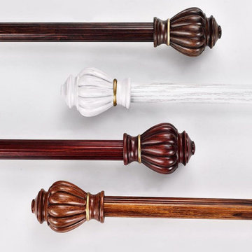 QYT52 Heavy Duty Double Curtain Rod And Brackets Wood Grain