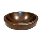 Handmade 18" Oval Copper Vessel Bathroom Sink with Lift & Turn Drain