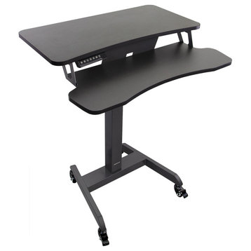 Mount-It! Electric Mobile Height Adjustable Standing Workstation With Wheels