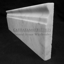 White Carrara Marble Italian Bianco Carrera 5/8" Baseboard Molding Honed - Products