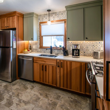 2-Tone Kitchen Design with Pistachio Painted and Hickory Stained Cabinetry
