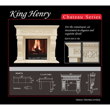 Chateau Series King Henry Cast Stone Fireplace Mantel