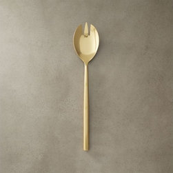 rush gold slotted serving spoon | CB2 - Flatware