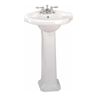 Ondine White Pedestal Bathroom Sink Combo with Overflow Hole