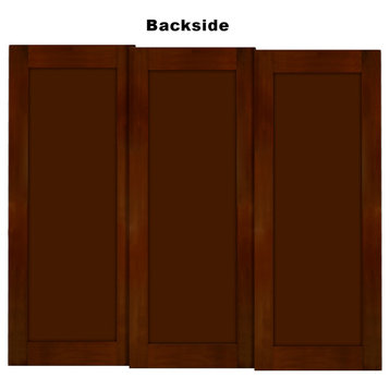 3 Panels Mahogany Solid Wood Sliding Closet Door with Mirror Insert, 72" X 80" I