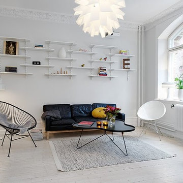Modern NYC Apartment Style Living Room Design Idea with NORM 69 Pendant Light