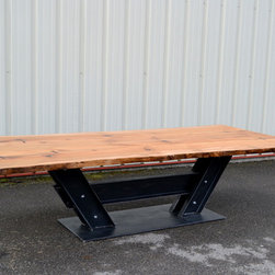 Live Edge Sycamore Conference Table With I Beam Base - Table Tops And Bases