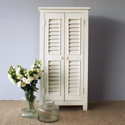 Nomad India - Tall White Shutter Door Cabinet - Storage Cabinets