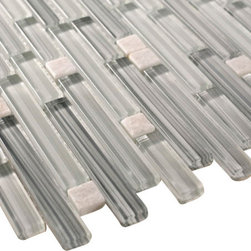 Glossy Light Grey Colorful Stripes Glass Mosaic Backsplash Tiles - Home Accessories & Decor