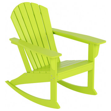 WestinTrends Outdoor Patio Poly Lumber Adirondack Porch Rocking Chair Rocker, Lime