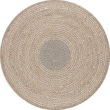 Braided Casuals Natural, Fibers Area Rug, Gray, 4'