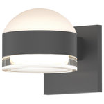 Sonneman - Reals Up/Down Sconce Cylinder Lens and Dome Cap, Clear Lens, Textured Gray - Beautifully executed forms of sculptural presence and simplicity that are equally at home inside or out.