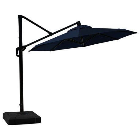 Modular 10ft Sunbrella Outdoor Round Patio Umbrella, Navy Blue