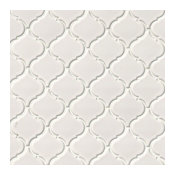 Domino White Glossy Arabesque Mosaic, 10.88"x11", Set of 10