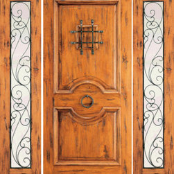 Prehung Door with Two Sidelites, Exterior, Knotty Alder, Speakeasy - Front Doors