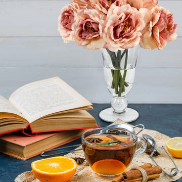 Serene Spaces Living DIY Vase Kit: Tea Flower Bouquet & Vase, Pink