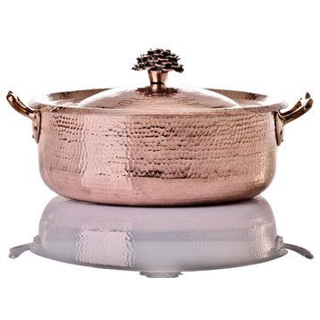 Copper 7.8 qt Casserole With "Flower" Lid, Tin Lining