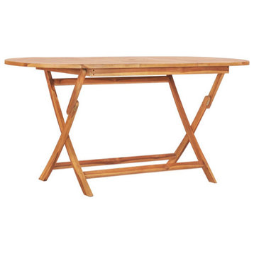 vidaXL Solid Teak Wood Folding Patio Table Weather Resistant 62.9" Dining