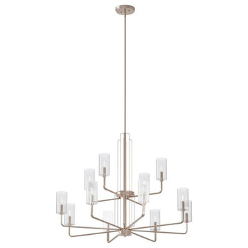 12 Light 2-Tier Large Chandelier In Art Deco Style-32.25 Inches Tall and 40.5