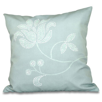Traditional Flower-Single Bloom, Floral Print Pillow, Green, 20"x20"
