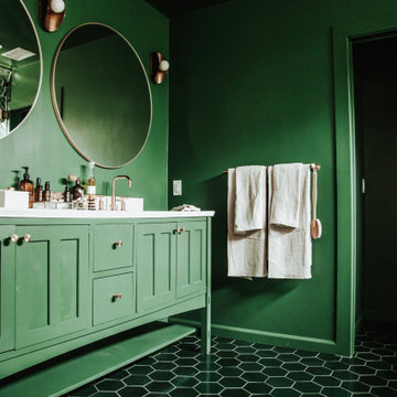 Jewel Tone Evergreen Tile Bathroom