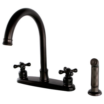 Kingston Brass 8" Centerset Kitchen Faucet With Sprayer, Oil Rubbed Bronze