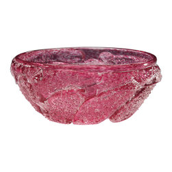 Inviting Home Inc. - Hand-Blown Venetian Glass Bowl, Pink, 13.5"x4.75" - Decorative Bowls