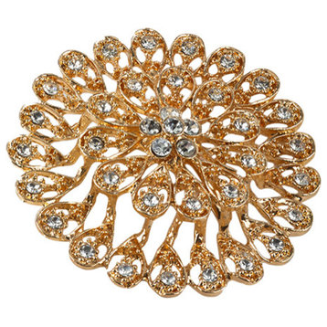 Starburst Flower Napkin Rings - Amber Color - Set of 4, Gold