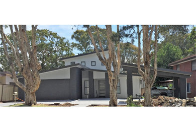 Two-storey grey house exterior in Central Coast.