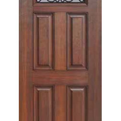 Single Door 80 Fiberglass Genoa 4 Panel Camber Lite GBG Glass - Front Doors