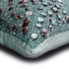 Green Silk Crystal & Beaded 14"x14" Throw Pillow Cover - Peacock Jewel