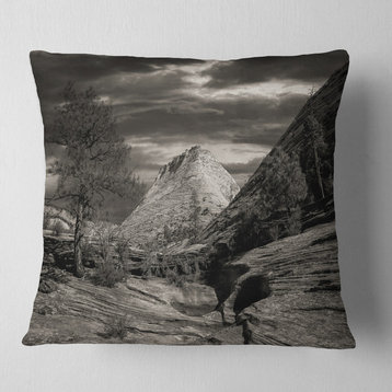 Layers of Red Rock Black and White Landscape Printed Throw Pillow, 16"x16"