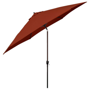 Astella 11' Round Table Patio Umbrella, Auto Crank Lift, Polyester, Brick