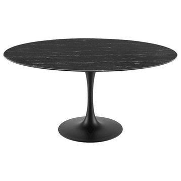 Modway Lippa 60" Artificial Marble Dining Table, Black Black -EEI-4879-BLK-BLK