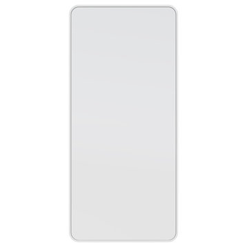 22" W X 48" H Radius Corner Stainless Steel Framed Mirror, White