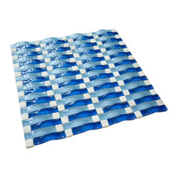 Deep Blue 3D Sea Wave Glass Mosaic Tiles - Home Accessories & Decor
