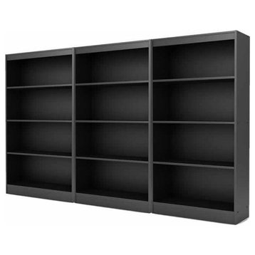 South Shore Axess 4 Shelf Wall Bookcase in Pure Black
