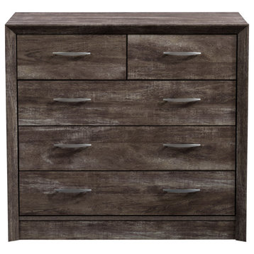 CorLiving Newport 5 Drawer Dresser, Grey Washed Oak