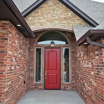 Brick Home with Red Front Door