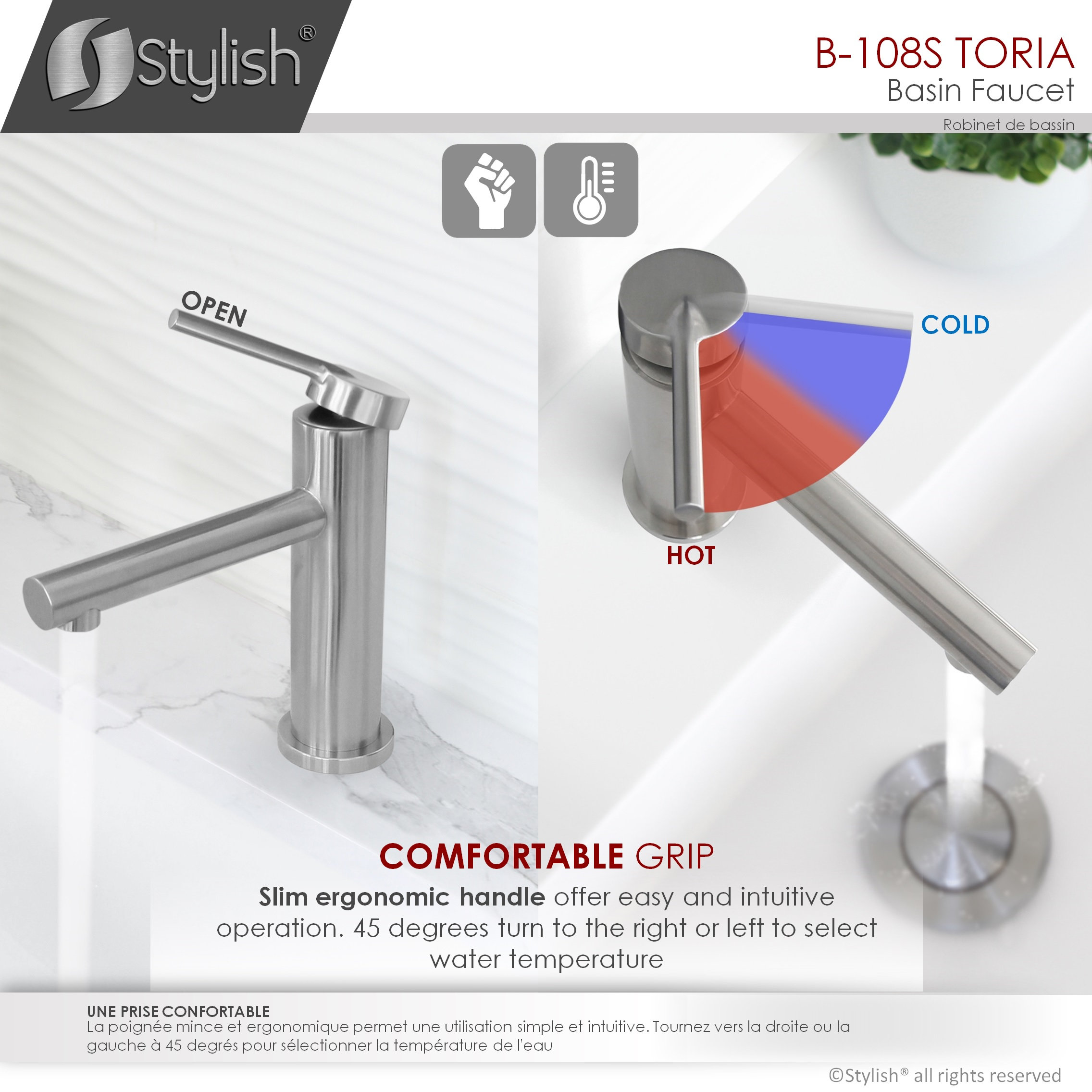 STYLISH Single Handle Modern Bathroom Faucet Basin Sink Faucet