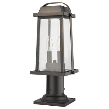 Z-Lite 574PHMR-533PM Millworks 2 Light 19" Tall Outdoor Pier - Oil Rubbed