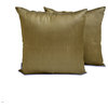 Art Silk Plain & Solid Set of 2, 26"x26" Throw Pillow Cover- Antique Gold Luxury