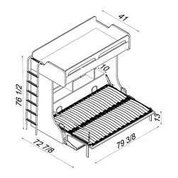 Castello - Twin Over Full Wall Bunk Bed with Table - Bunk Beds