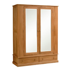 Appleby Oak Wide Double Wardrobe with Mirrors - Armoires And Wardrobes