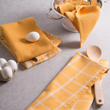 DII Assorted Mustard Dishtowel/Dishcloth, Set of 5
